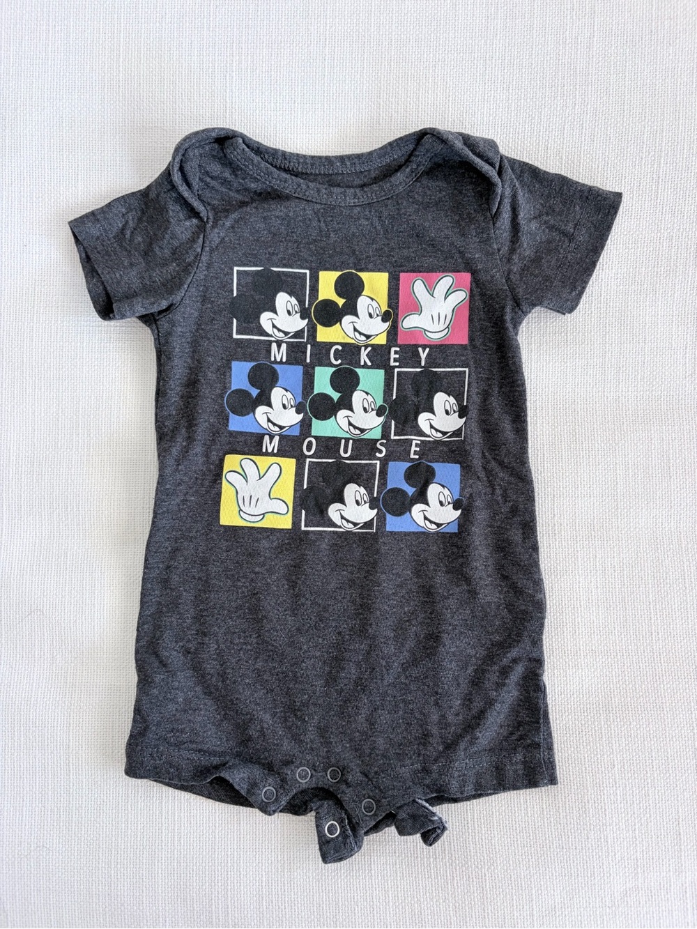 Mickey Mouse Charcoal Graphic One-Piece Romper for Kids